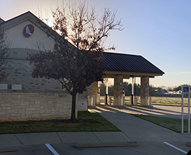 Bank drive thru during sunrise